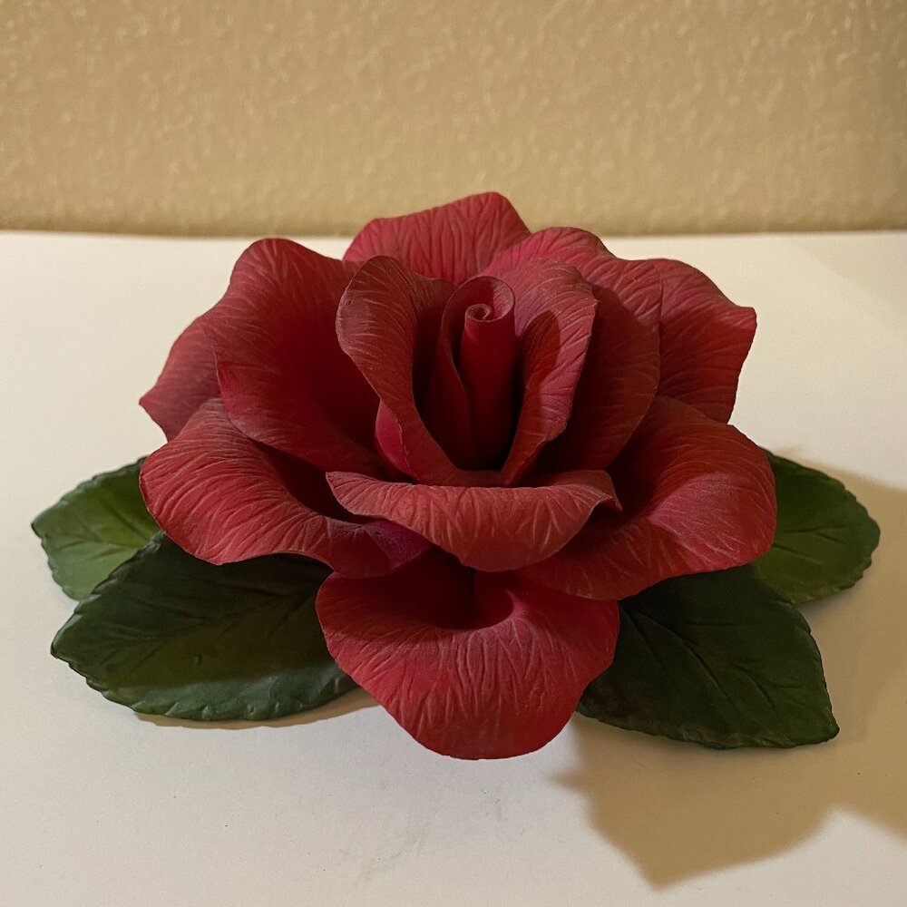 Capodimonte Vintage Porcelain Red Rose